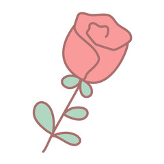 pink rose VALENTINE'S DAY ICON VECTOR ILLUSTRATION