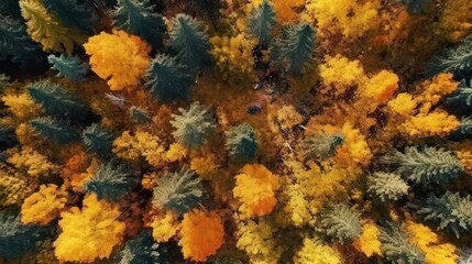 Obraz na płótnie Canvas aerial view of autumn forest