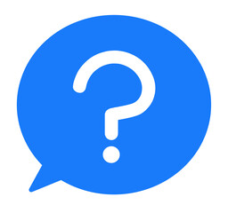 シンプルな青色のはてなマークと吹き出し