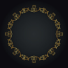 Luxury decorative round frame. Retro ornamental frame, vintage circle ornaments, ornate border. Decorative wedding frames, antique museum image borders. Isolated vector icon