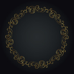 Luxury decorative round frame. Retro ornamental frame, vintage circle ornaments, ornate border. Decorative wedding frames, antique museum image borders. Isolated vector icon