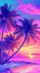 Obraz premium tropical sunset with trees