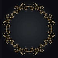 Luxury decorative round frame. Retro ornamental frame, vintage circle ornaments, ornate border. Decorative wedding frames, antique museum image borders. Isolated vector icon