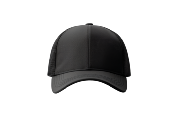 Sleek Black Cap Mockup on Transparent Background