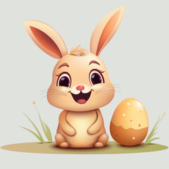 easter bunny character happy with egg