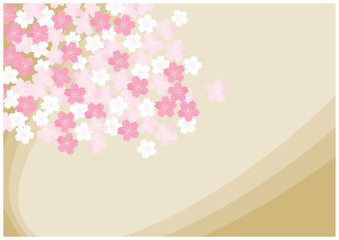 桜の花が美しい春の桜フレーム背景36麹色