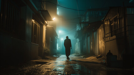 Conveying the mystery of a solitary figure in the dark alley