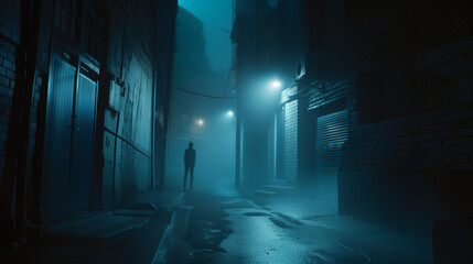 Conveying the mystery of a solitary figure in the dark alley