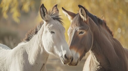 Obraz na płótnie Canvas Adorable Bond Between Donkey and Horse AI Generated.