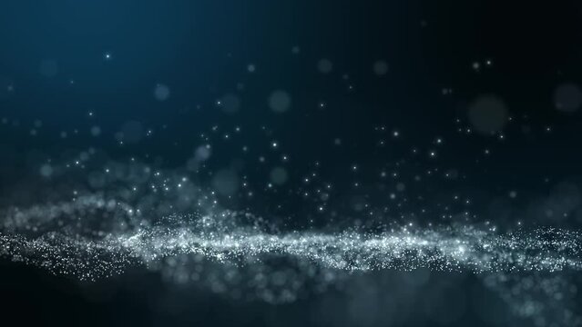 Glitter light white particles stage and light shine. Flickering particles with bokeh effect.