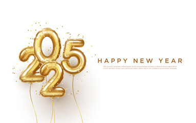 2025 Happy new year background. realistic 2025 balloon numbers background.
