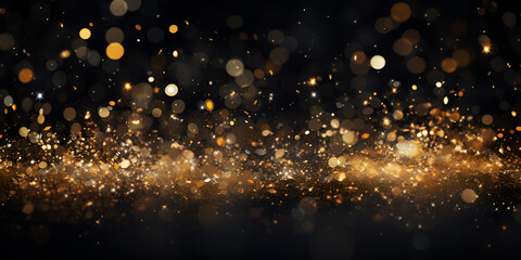 Fototapeta na wymiar Golden particles, futuristic dance of glittering networks for tech brilliance. Abstract bokeh golden particles.