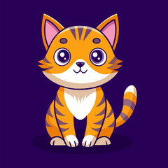 A vector illustration of a cute and striped Feline with Big Eyes
