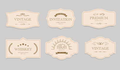 Vintage label and decoration frames collection. Retro classic badge. vector illustration - obrazy, fototapety, plakaty