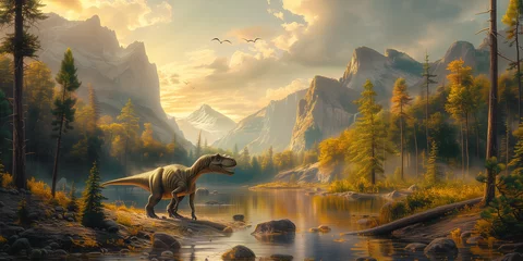 Foto op Plexiglas Cretaceous period, Dinosaur era, prehistoric Earth 5k v2 © VRKit360