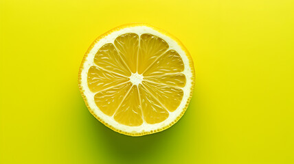 Vibrant Citrus Splash: Fresh Lemon Slice on Lively Green and Yellow Background