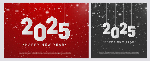 2025 Happy New Year. Illustration for the festive New Year 2025 celebration on set background