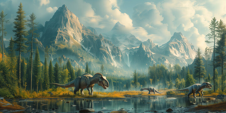 Cretaceous period, Dinosaur era, prehistoric Earth 5k v5