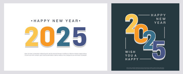2025 Happy New Year with colorful design. concept for 2025 new year celebration on set background