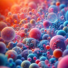 cells or particles, possibly depicting a microscopic view of some biological elements. There are different shapes and sizes of cells