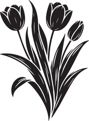 Elegant Tulip Cluster in Monochrome - obrazy, fototapety, plakaty