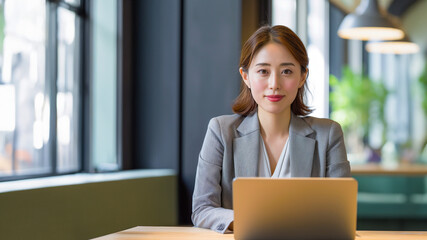 Futuristic businesswoman analyzing data holograms. AI-powered corporate strategist amidst digital networks.