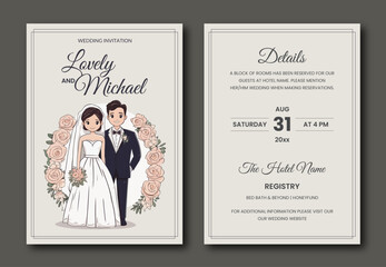 Wedding invitation template elegant and beautiful trendy designs
