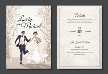 Wedding invitation template elegant and beautiful trendy designs