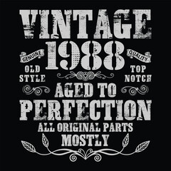 Classic Vintage 1988 36th Bday 36 Yr Old Gift Men Women T-Shirt - obrazy, fototapety, plakaty