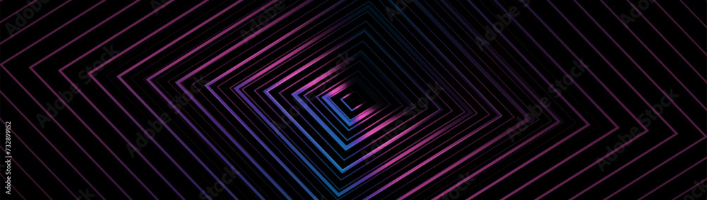 Leinwandbilder Abstract background with magenta, blue glowing geometric triangular lines. Modern minimal trendy shiny pink lines pattern. Vector illustration