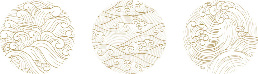 Japanese background with Abstract icon vector. Japanese wave pattern with geometric element. Mountain layout design in oriental style.