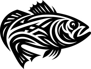 modern tribal tattoo bass fish, abstract line art of animals, minimalist contour. Vector

