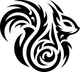 modern tribal tattoo squiler, abstract line art of animals, minimalist contour. Vector

