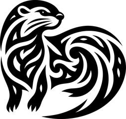 modern tribal tattoo otter, abstract line art of animals, minimalist contour. Vector

