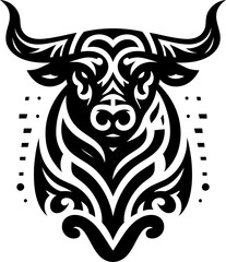 modern tribal tattoo bull, abstract line art of animals, minimalist contour. Vector

