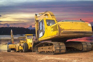 excavator at work site
