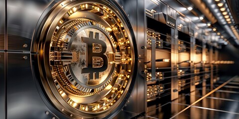 Bitcoin vault cryptocurrency wallet and encryption keys concept