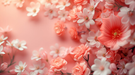 Fototapeta premium banner background with spring flowers and copy space 