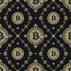 Cryptocurrency coin cartoon repeat pattern