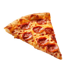 Pepperoni Pizza Slice isolated on a transparent background.