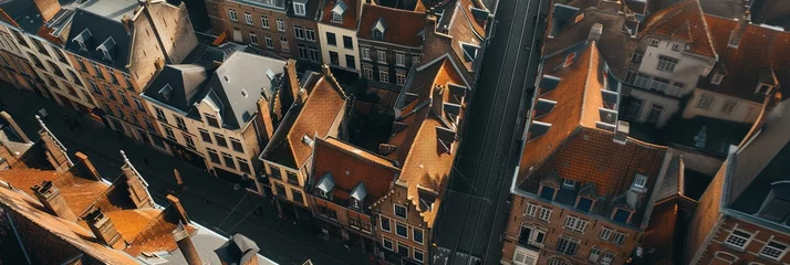 Photo sur Aluminium Brugges Bruges, Belgium Urban city concept with skyline