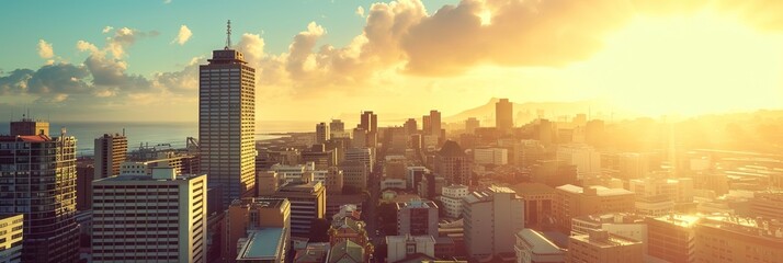 Naklejka premium Cape Town, South Africa Urban city concept with skyline