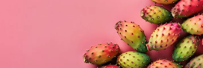 Fotobehang Prickly pear from southwestern desert cactus. tuna (fruit), sabra, sabbar, nopal (pads, plural nopales) from the Nahuatl word nōpalli, nostle (fruit) from the Nahuatl word nōchtli, and paddle cactus.  © Brian