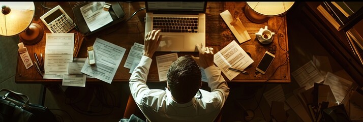 Taxes concept for IRS and fiscal policy. Money and paperwork with accountants accounting