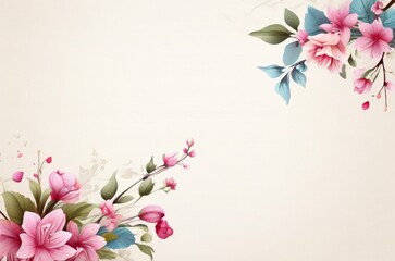 Obraz na płótnie Canvas Elegant watercolor floral frame background design with empty space