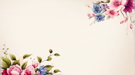 Fototapeta na wymiar Elegant watercolor floral frame background design with empty space