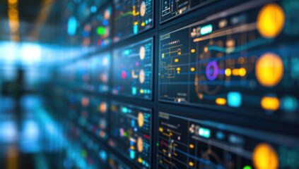 Advanced technology interface displaying colorful data and analytics