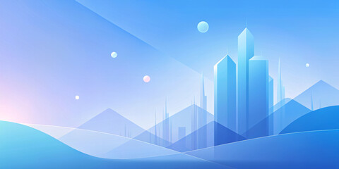 Abstract Cityscape Background with Vector Buildings and Blue Sky Design