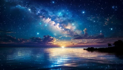 Foto op Plexiglas galaxy over the ocean © Green Crystal