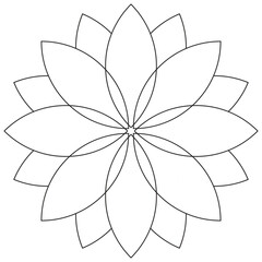 sacred geometry lotus, flower outline, floral icon, abstract flower for coloring of the kids